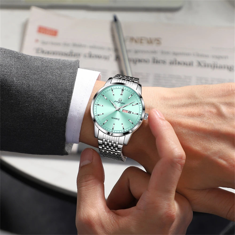 2025 New Top Brand Luxury Man Wristwatch Waterproof Luminous Date Men Watches Stainless Steel Quartz 43mm Men's Watch Male reloj