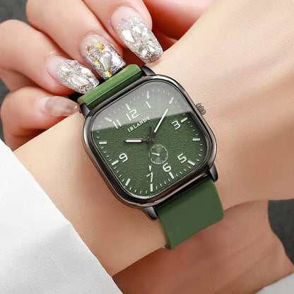 Fashion Square Women Quartz Watch Casual Silicone Strap Sports Wristwatch For Men Women Student's