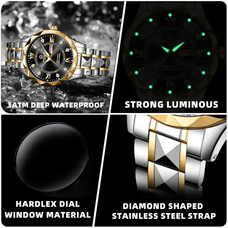 2025 Top Brand Men Business Sports Quartz Watch Classic Waterproof Luminous Calendar Creative Clock Male Personalized Wristwatch