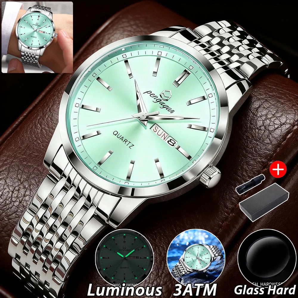 2025 New Top Brand Luxury Man Wristwatch Waterproof Luminous Date Men Watches Stainless Steel Quartz 43mm Men's Watch Male reloj