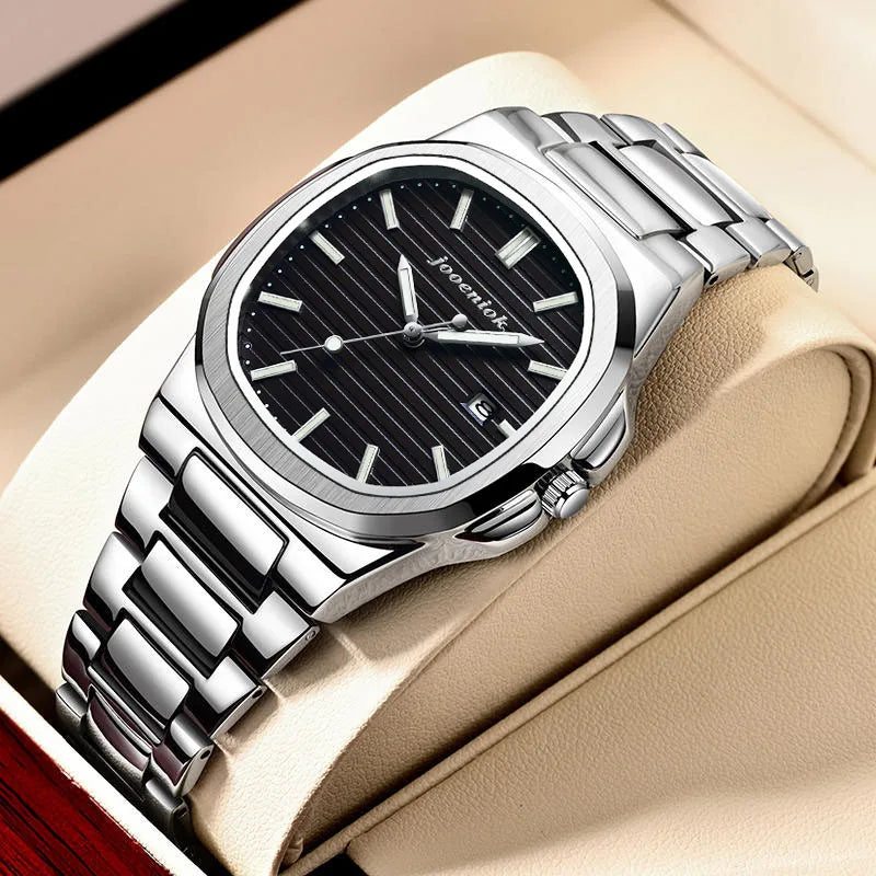 JOOENIOK Top Luxury Square Man Watch Date Waterproof Luminous Men Wristwatch High Quality Leather Men's Quartz Watches+Box Reloj