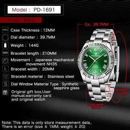 PAGANI DESIGN New Business Men's Automatic Mechanical Watches NH35 Stainless Steel Waterproof Wrist Watch for Men +Gift Box 2025