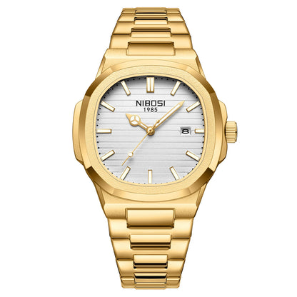 ساعة يد رجالية مربعة فاخرة من JOOENIOK مقاومة للماء ومضيئة من الجلد عالية الجودة + صندوق Reloj