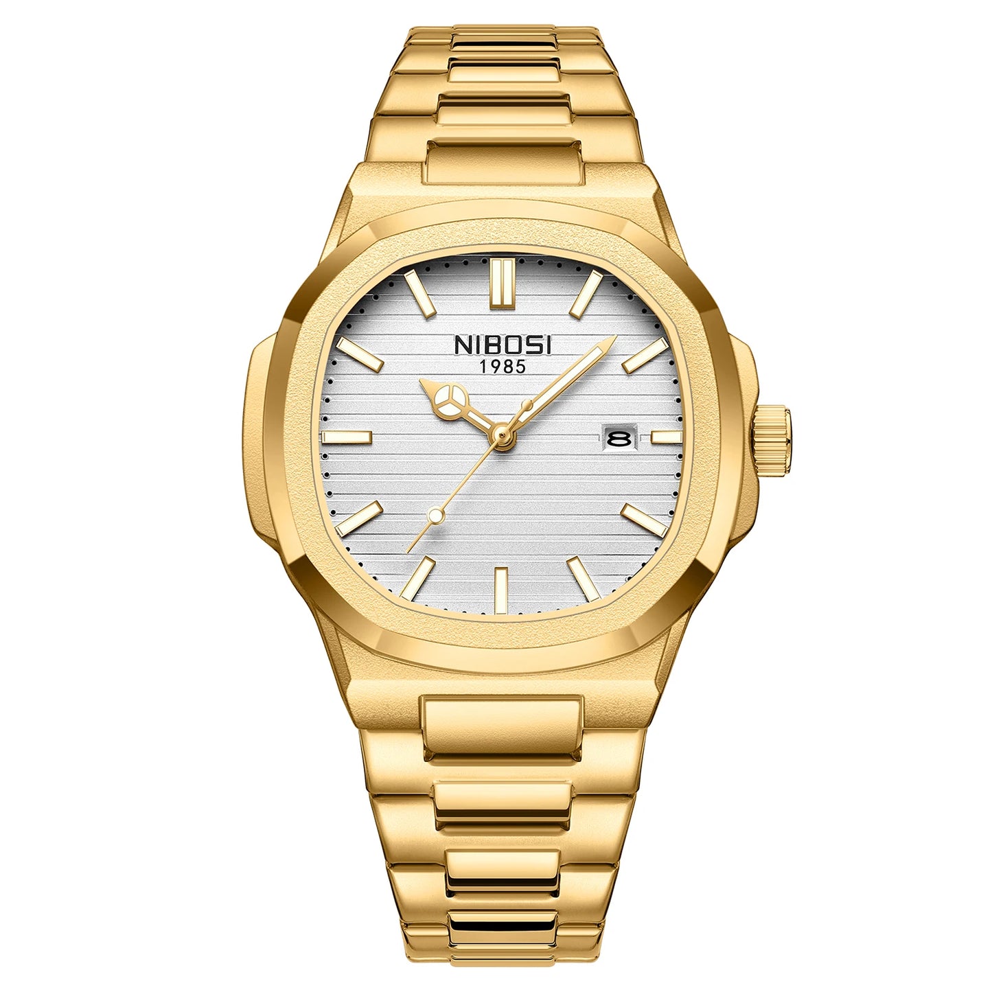 ساعة يد رجالية مربعة فاخرة من JOOENIOK مقاومة للماء ومضيئة من الجلد عالية الجودة + صندوق Reloj