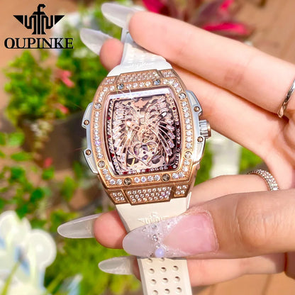 OUPINKE Gift Box Set ladies' watches waterproof pretty Jewelry Diamond Dial automatic watch fow women Bracelet necklace watch