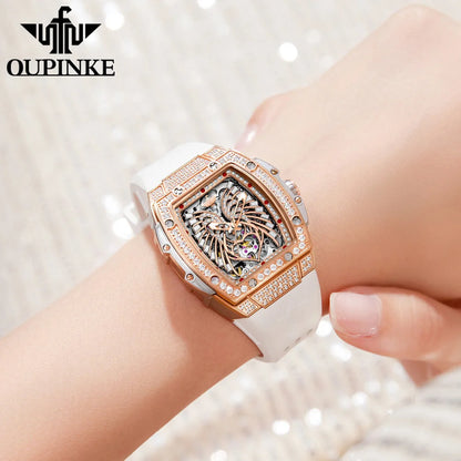 OUPINKE Gift Box Set ladies' watches waterproof pretty Jewelry Diamond Dial automatic watch fow women Bracelet necklace watch