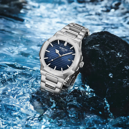 ساعة يد رجالية مربعة فاخرة من JOOENIOK مقاومة للماء ومضيئة من الجلد عالية الجودة + صندوق Reloj